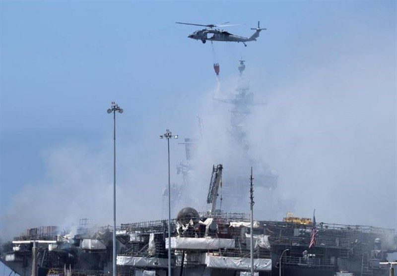 US Navy Warship Still Ablaze After Tilting to One Side (+Video)