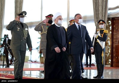 استقبال حجت‌الاسلام حسن روحانی رئیس‌جمهور از مصطفی الکاظمی نخست وزیر عراق