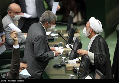 حجت الاسلام مرتضی آقاتهرانی و فریدون عباسی در جلسه علنی مجلس شورای اسلامی