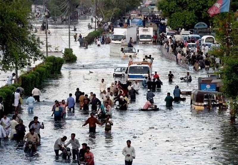 بارش‌های شدید موسمی در شهر کراچی و بروز سیل