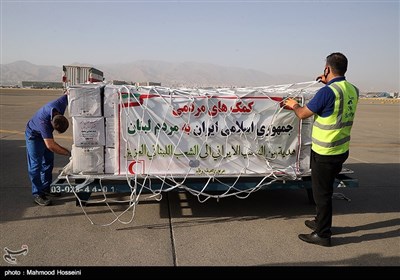 بارگیری محموله بشردوستانه جمعیت هلال احمر برای مردم لبنان