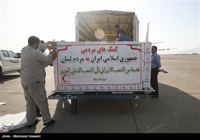 بارگیری محموله بشردوستانه جمعیت هلال احمر برای مردم لبنان