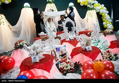 مراسم خطبه عقد ۳ زوج در مسجد الغدیر اهواز