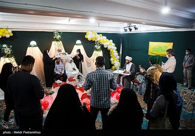 مراسم خطبه عقد ۳ زوج در مسجد الغدیر اهواز