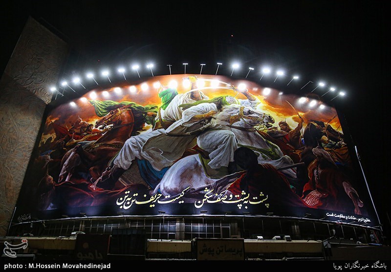 نقاشی حسن روح الامین دیوارنگاره عاشورایی میدان ولیعصر(عج) شد+عکس