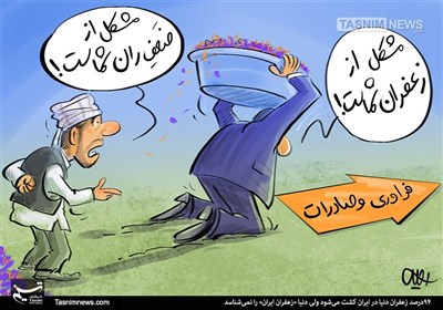 کاریکاتور/ مشکل از ضعف ران است! 94درصد زعفران دنیا در ایران کشت می‌شود ولی...!!!
