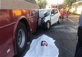 تصادف مرگبار ساندرو با اتوبوس در شمال تهران+ تصاویر