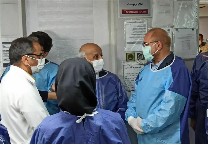 حضور سرزده قالیباف در بخش ICU کرونای بیمارستان امام خمینی(ره) تهران
