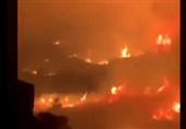 وقوع آتش‌سوزی گسترده در جنوب عربستان+عکس