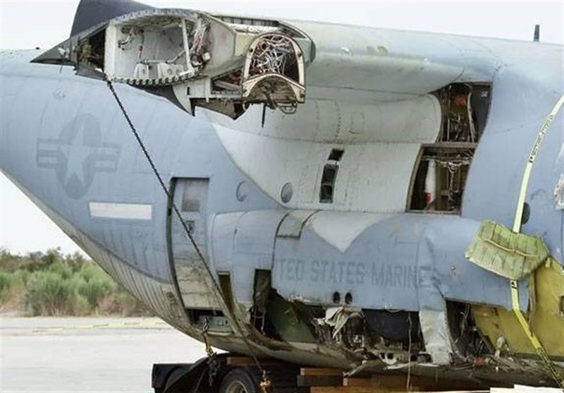 سقوط جنگنده اف-35 آمریکایی پس از برخورد به هواپیمای سوخت‌رسان نظامی+فیلم
