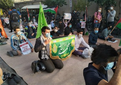  برگزاری تجمع اعتراضی مقابل سفارت فرانسه + تصاویر 