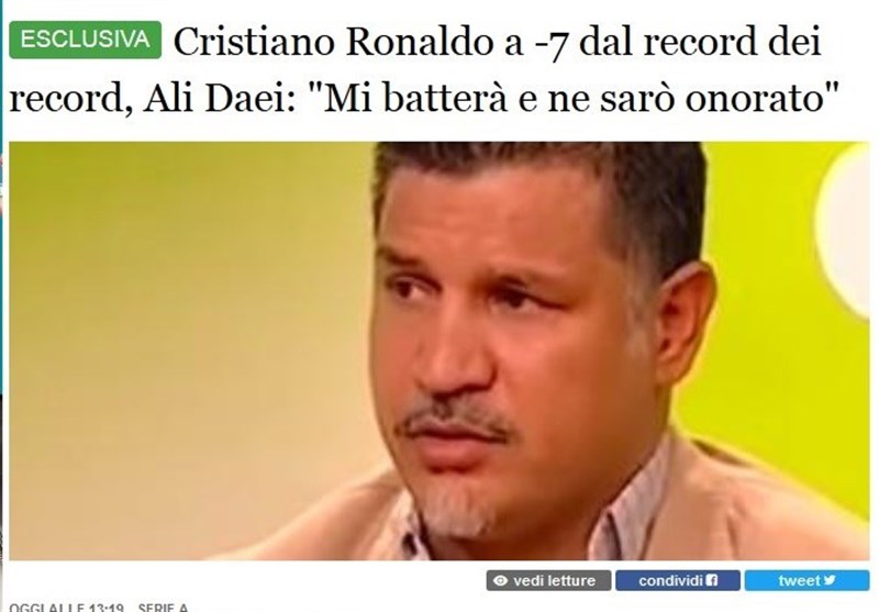 Ali Daei Is Sure Cristiano Ronaldo Will Beat His Record