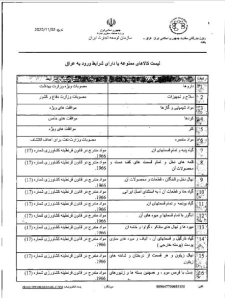 صادرات , کشور عراق , اتاق بازرگانی ایران , 