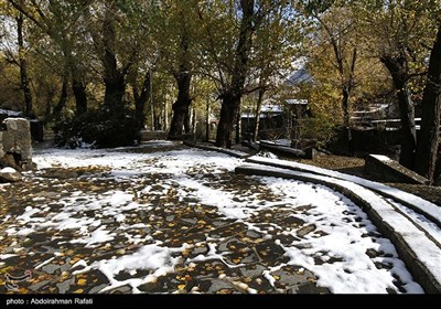 بارش برف در ارتفاعات گنجنامه همدان