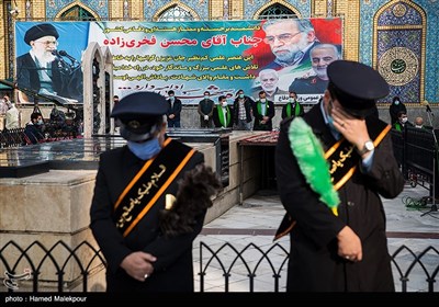 مراسم تشییع و خاکسپاری شهید محسن فخری‌زاده در امامزاده صالح(ع)