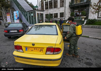 ضدعفونی کردن خودروهای حمل نقل عمومی در گرگان