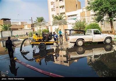 سیلاب و آب گرفتگی در منطقه کمپلو شهر اهواز