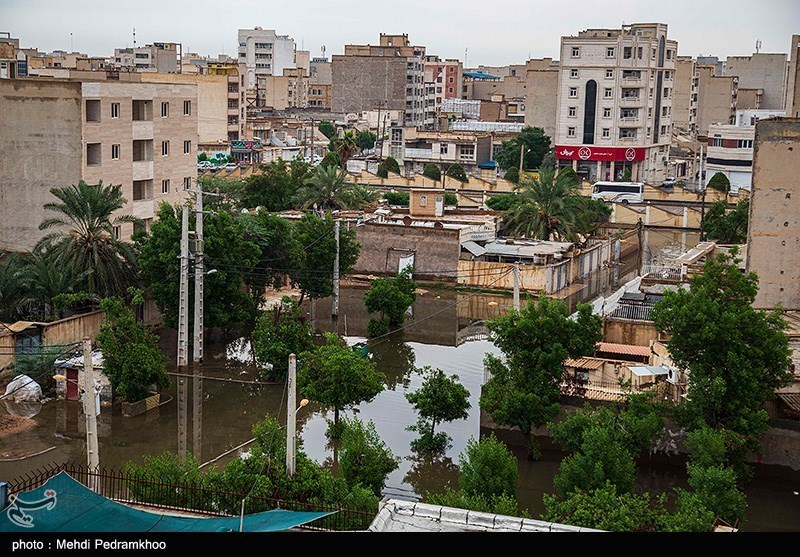 سیلاب و آب گرفتگی در منطقه کمپلو شهر اهواز