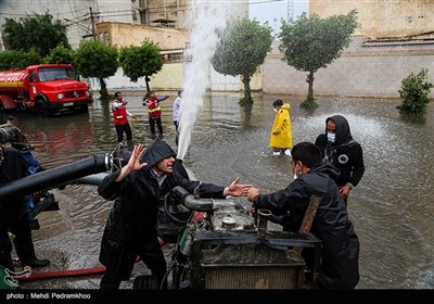 سیلاب و آب گرفتگی در منطقه کمپلو شهر اهواز