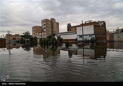 سیلاب و آب گرفتگی در منطقه کمپلو شهر اهواز