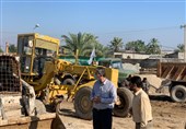 ماشین‌آلات قرارگاه سازندگی خاتم الانبیاء(ص) در مناطق سیل‌زده دشتستان مستقر شد