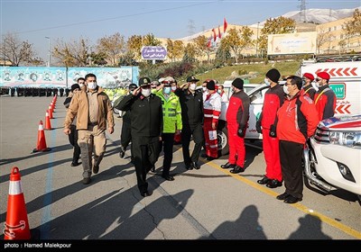 سان دیدن سردار قاسم رضایی جانشین فرمانده نیروی انتظامی از نیروهای حاضر در رزمایش طرح ترافیکی زمستان 99