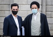 حجت‌الاسلام سیدمحمود علوی وزیر اطلاعات و محمدجواد آذری جهرمی وزیر ارتباطات در حاشیه جلسه هیئت دولت