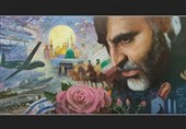 نقاشی هنرمند روس از چهره سردار سلیمانی