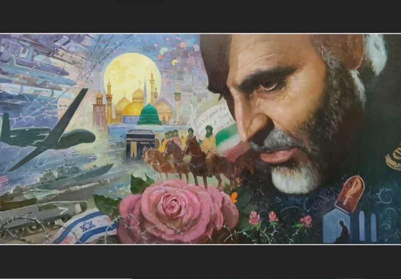 نقاشی هنرمند روس از چهره سردار سلیمانی