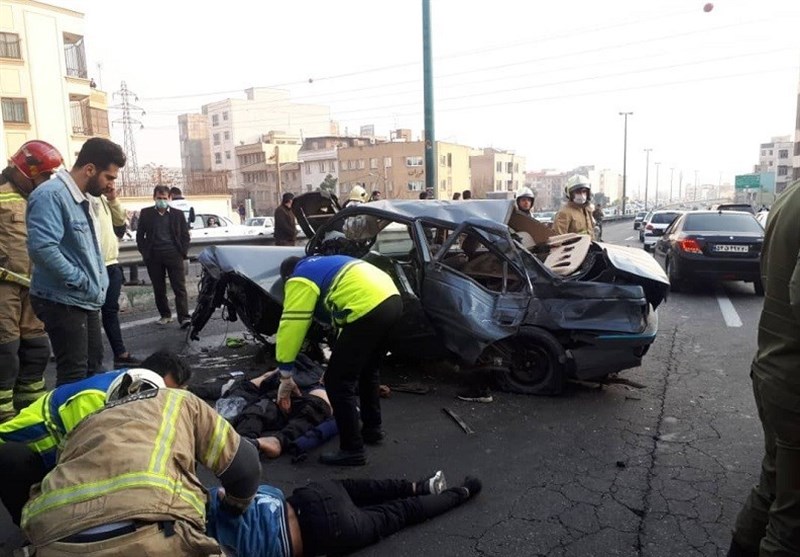 تصادف خونین 2 خودرو در بزرگراه یادگار امام + تصاویر
