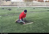 بازسازی تنها زمین چمن ورزشی سنندج به روایت تصویر