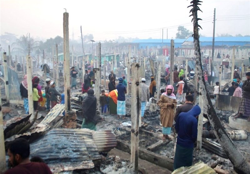 آتش سوزی گسترده در اردوگاه مسلمانان روهینگیا در بنگلادش+فیلم