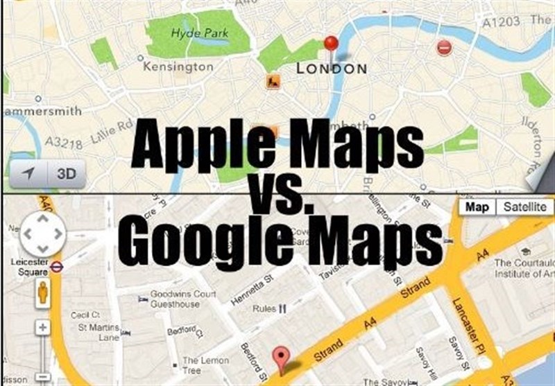 رقابت &quot;گوگل و اپل&quot; در ابزارهای ناوبریِ &quot;Google Maps&quot; و &quot;Apple Maps&quot;