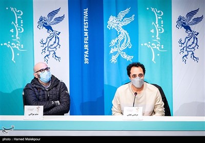 مرتضی نجفی مدیر فیلمبرداری و میثم مولایی تدوینگر در نشست خبری فیلم یدو - سی و نهمین جشنواره فیلم فجر
