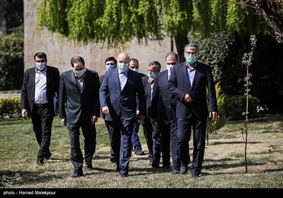 ورود محمدباقر قالیباف رئیس مجلس شورای اسلامی به محل درختکاری