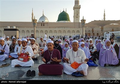 زائران و نمازگزاران مسجد النبی در مدینه منوره 