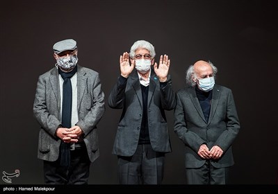 خسرو حکیم رابط، محمدعلی جدیدالاسلام و داریوش ارجمند در مراسم تجلیل از 5 هنرمند پیشکسوت