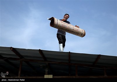 کارگاه قالیشویی در آستانه نوروز