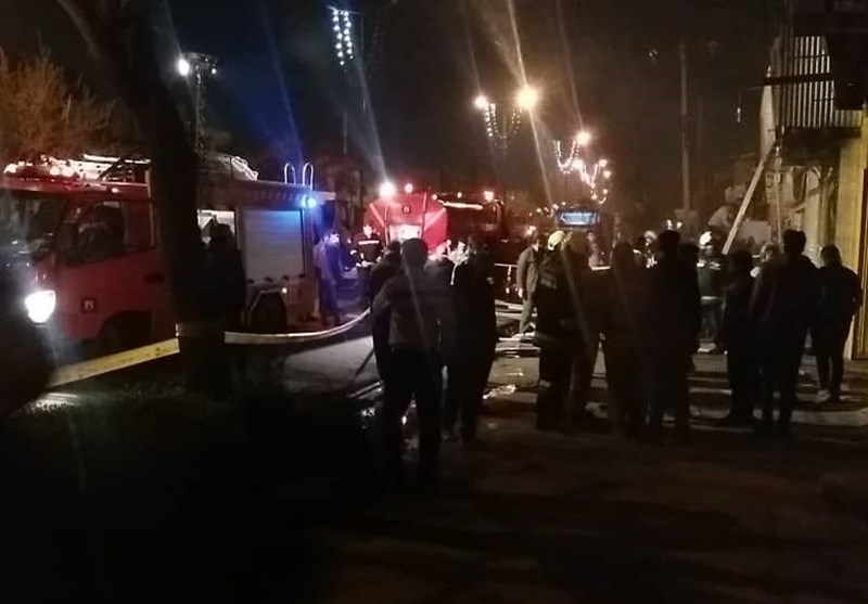 آتش‌سوزی هولناک در انبار روغن موتور ماشین در زنجان