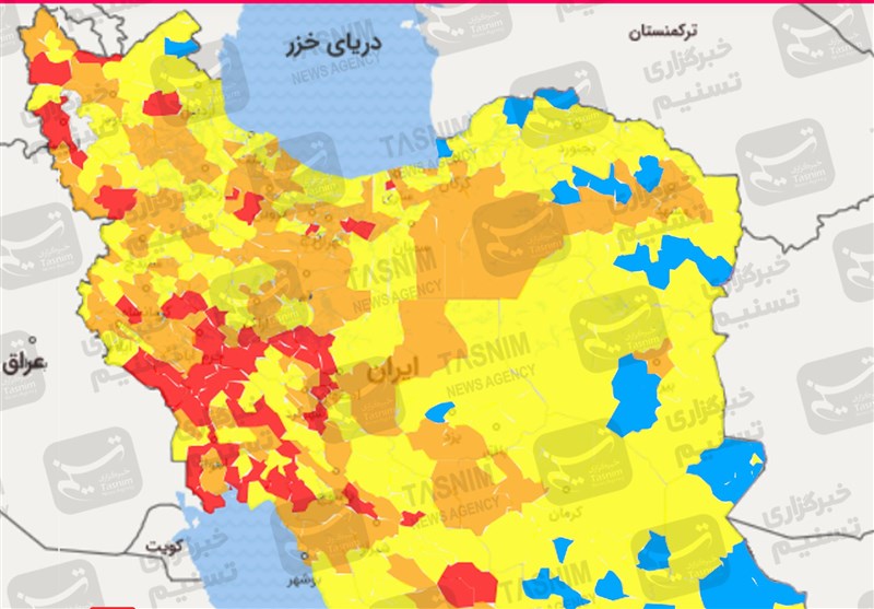 آخرین اخبار کرونا در ایران| کدام مشاغل در شهرهای قرمز و نارنجی کرونایی تعطیل است؟/ سرعت همه‌گیری در بیشتر شهرستان‌ها با شیب تند صعودی شده + نقشه و نمودار