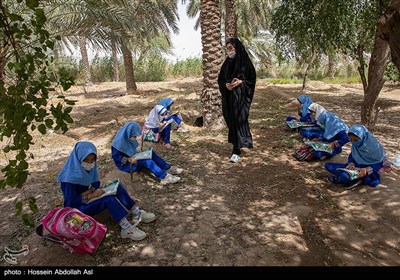 لذا با در نظر گرفتن این أمر که امکان برقراری ارتباط معلمان ازطریق فضای مجازی با اکثریت دانش آموزان مدارس وجود ندارد، تصمیم بر این گرفته شد که آموزش این دانش آموزان به روش های مختلف و با در نظر گرفتن ظرفیت های موجود در مدرسه و روستا من جمله باغات نخلستان ها، حسینیه ها، مضیف و خانه معلمان ساکن روستا استمرار یابد و مدیران و معلمان بر جذب تمام دانش آموزان جهت استمرار روند آموزش تلاش کنند