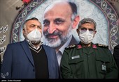 سردار اسماعیل قاآنی فرمانده نیروی قدس سپاه پاسداران انقلاب اسلامی و سردار مرتضی قربانی در  بزرگداشت سردار شهید سیدمحمد حجازی در شهرک محلاتی
