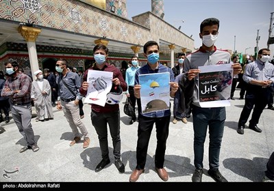 تجمع جوانان همدان در پی هتک حرمت به مسجدالاقصی و حمله تروریستی کابل