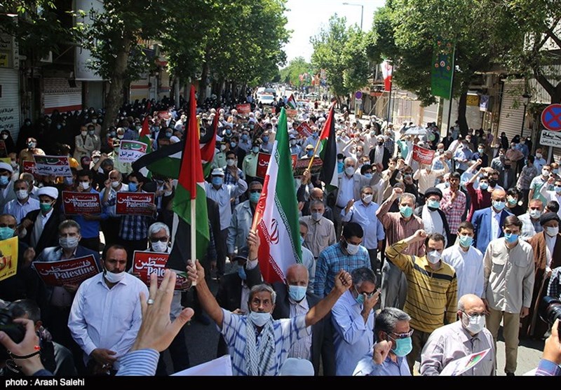 راهپیمایی نمازگزاران قزوینی در محکومیت رژیم صهیونیستی به روایت تصویر