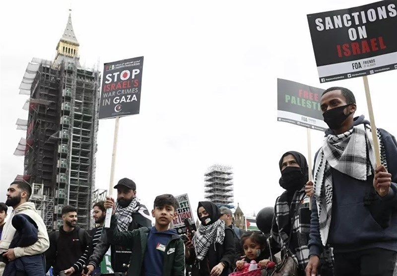 تظاهرات حامیان فلسطین در لندن+فیلم