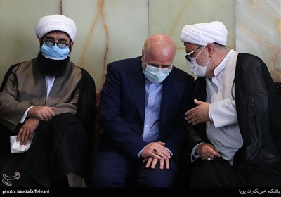 حضور محمد باقر قالیباف رئیس مجلس شورای اسلامی در گردهمایی روحانیون و ائمه جماعت تهران