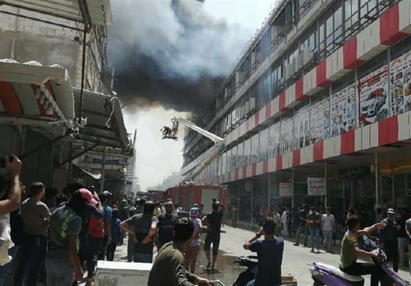 آتش سوزی یک مرکز تجاری در نجف اشرف+فیلم