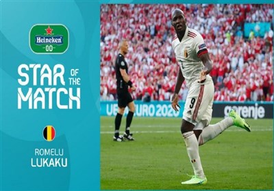 یورو ۲۰۲۰| لوکاکو بهترین بازیکن دیدار دانمارک - بلژیک لقب گرفت + عکس 