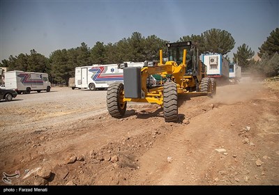 آماده سازی بزرگترین بیمارستان سیار کشور توسط نیروی زمینی سپاه در کرمانشاه