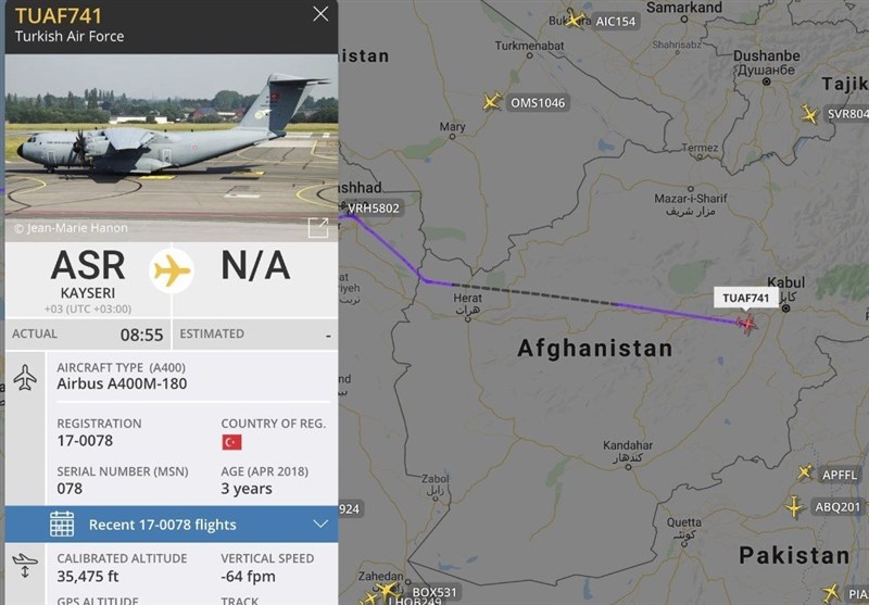 هواپیمای باری نظامی ترکیه در فرودگاه کابل